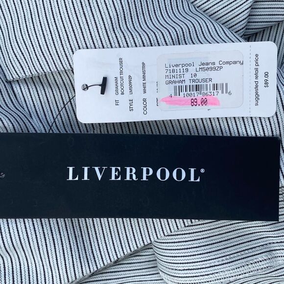 NWT New Liverpool Graham Bootcut Trouser Ministripe White w/Black Stripe Sz 10 - Picture 5 of 8